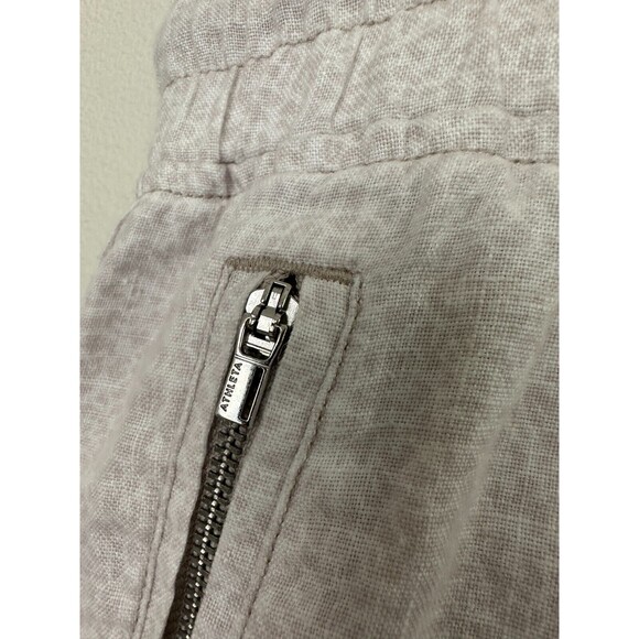 Athleta Cabo Linen Joggers White Drawstring Micro Cheetah Beach Women's Size 10 - Picture 5 of 9